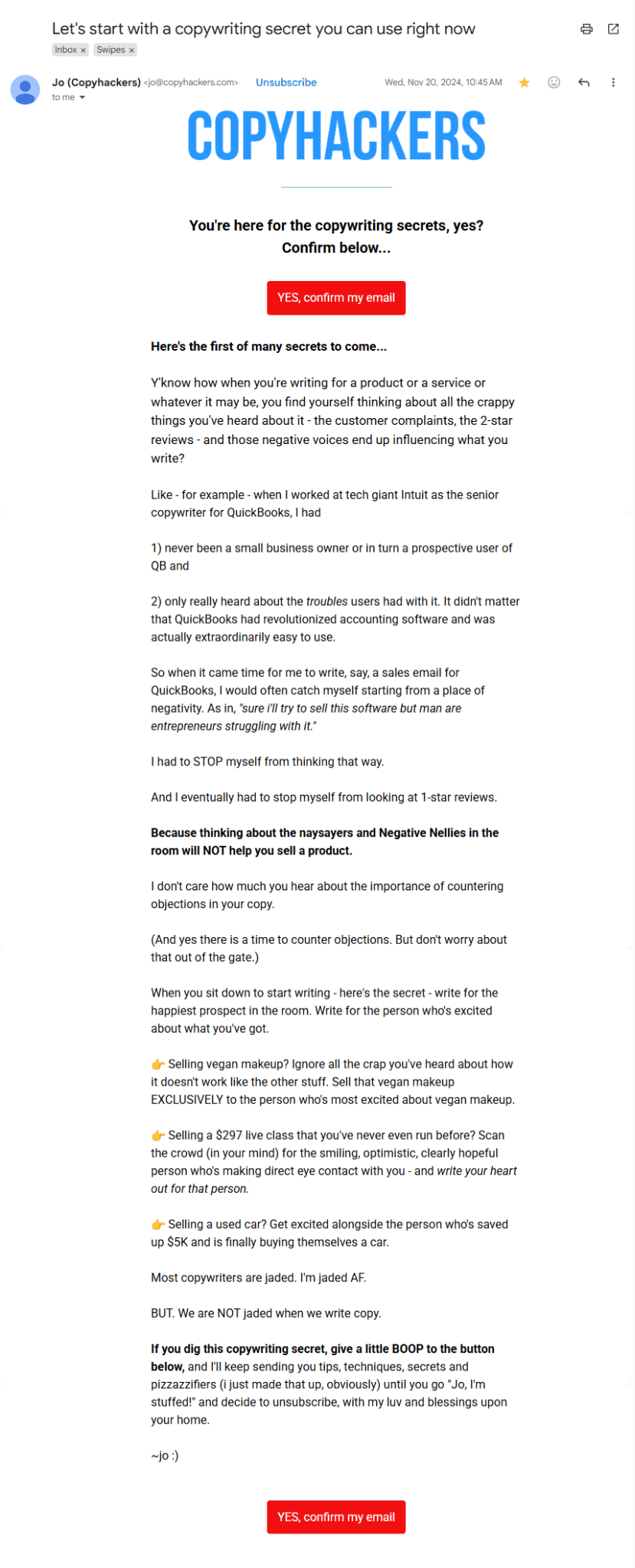 Welcome email confirmation