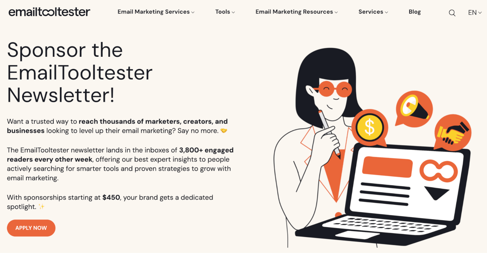 emailtooltester newsletter sponsorships