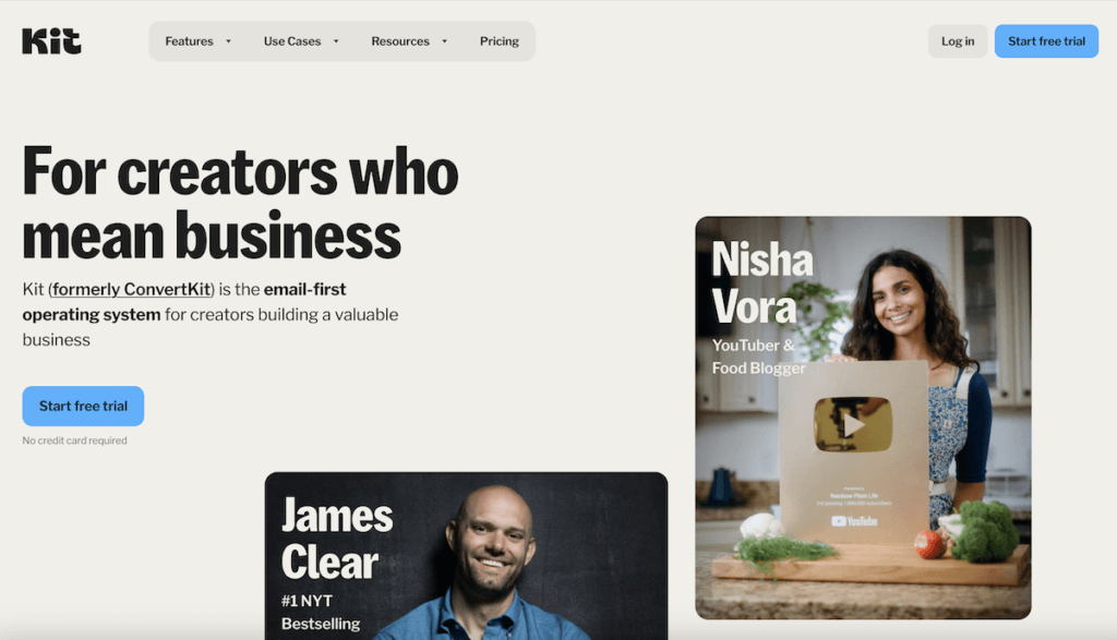 kit homepage convertkit