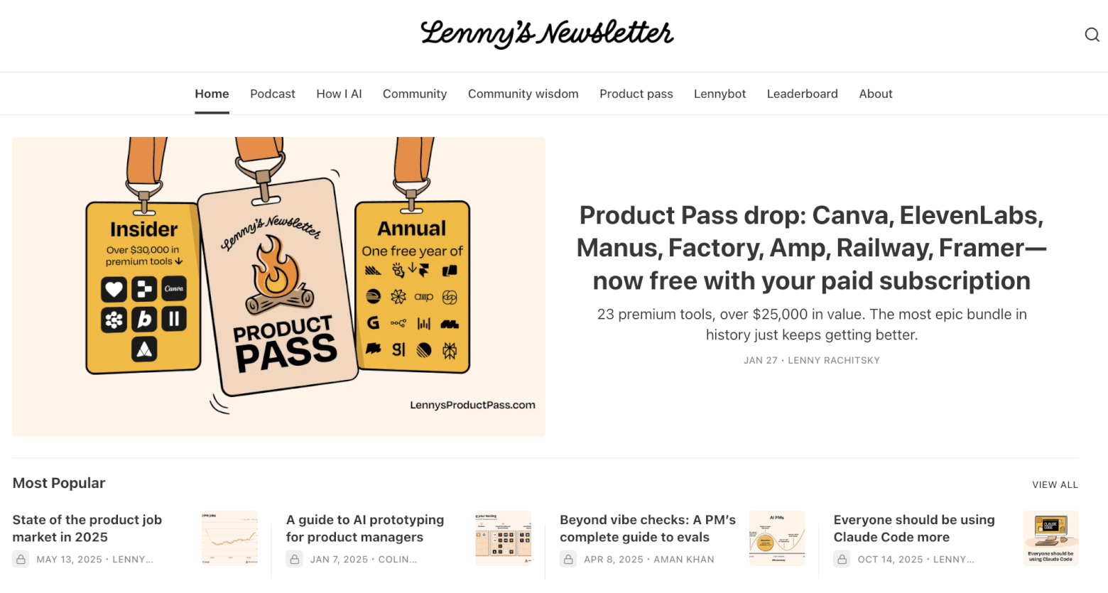 Lenny Rachitsky’s newsletter on Substack