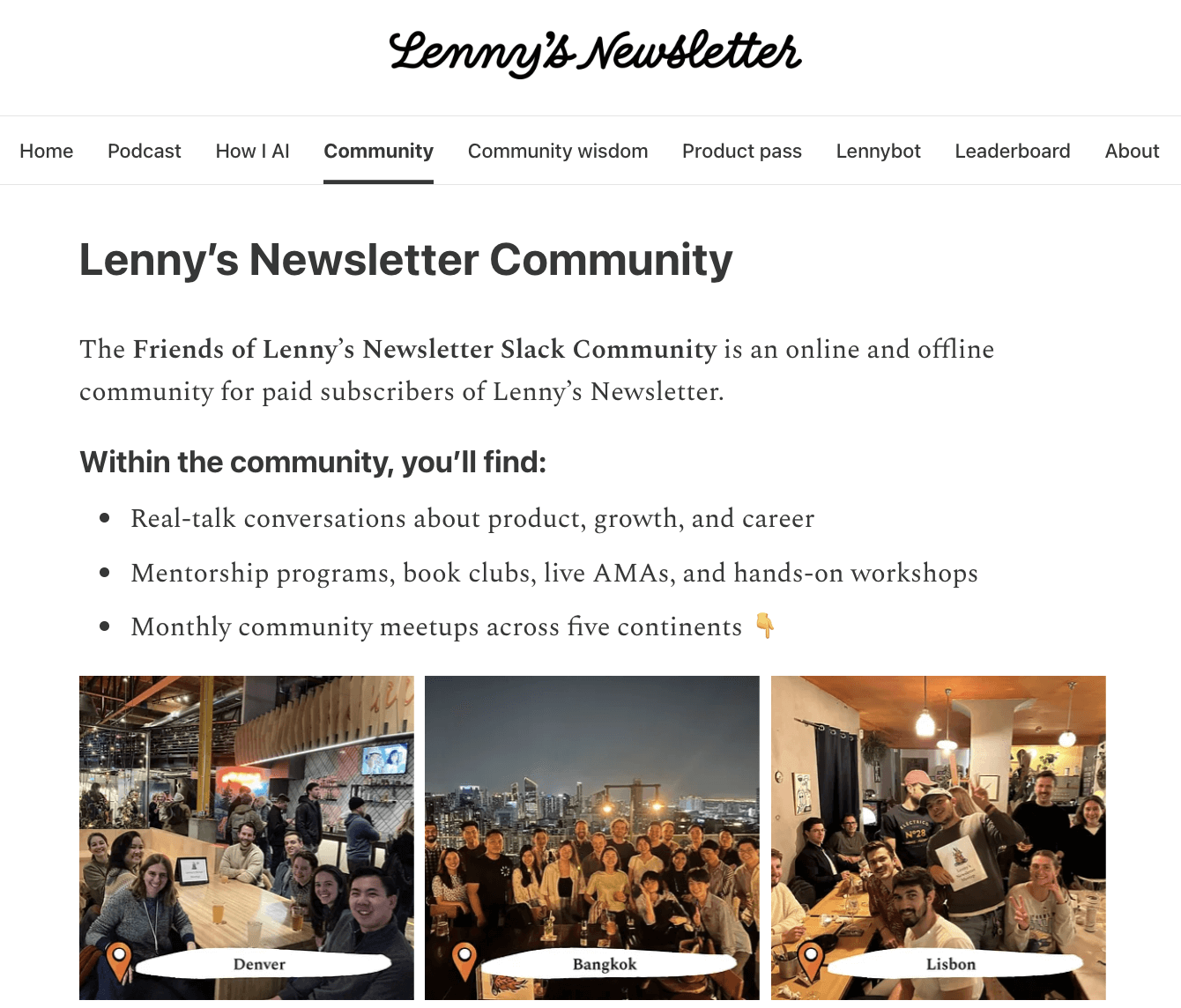 Lenny’s newsletter community