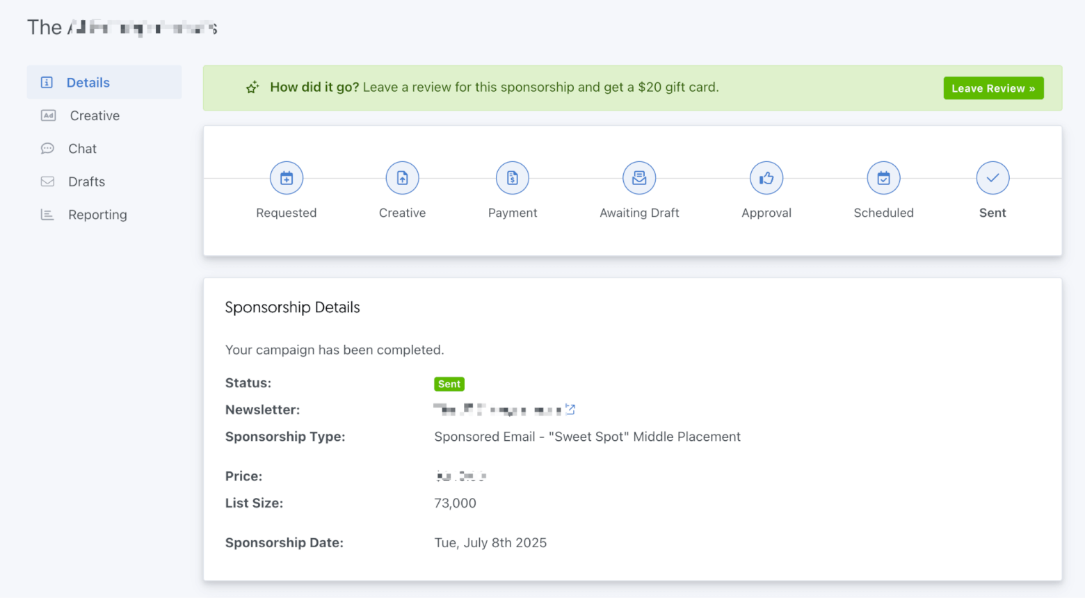 Paved sponsoring experience