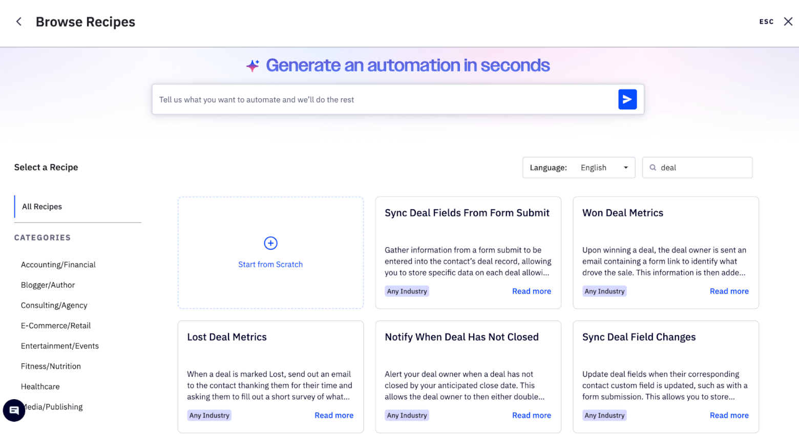 activecampaign's automation recipes
