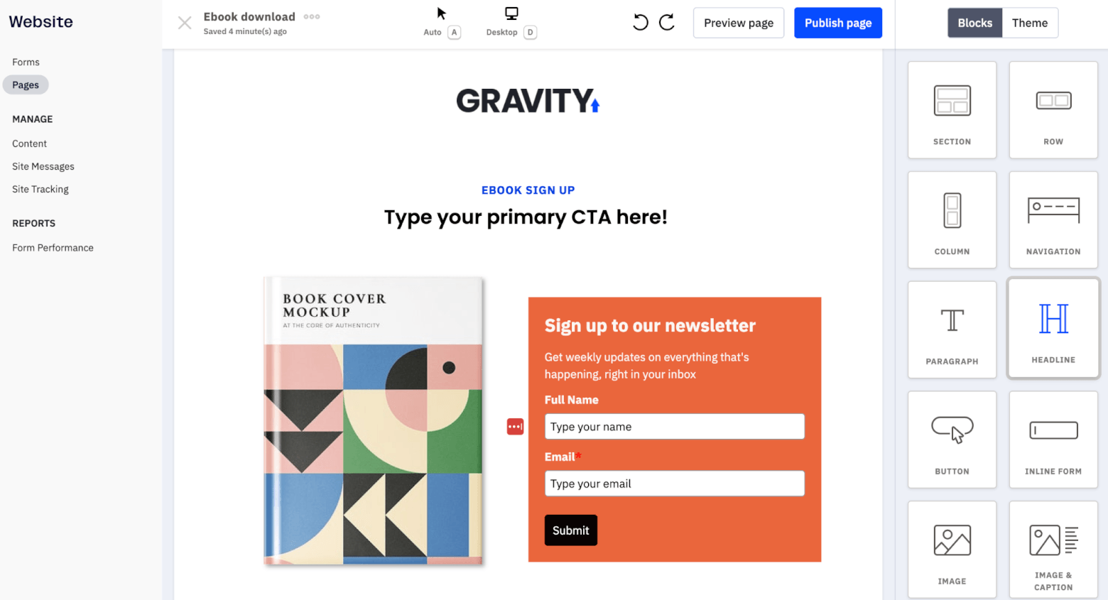 ActiveCampaign’s landing page builder