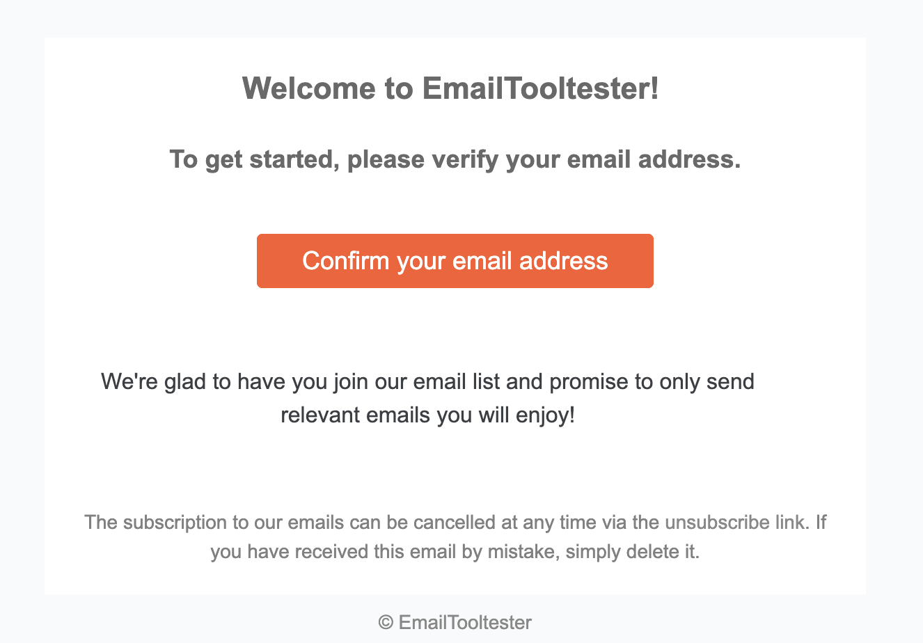 emailtooltester double opt-in confirmation email