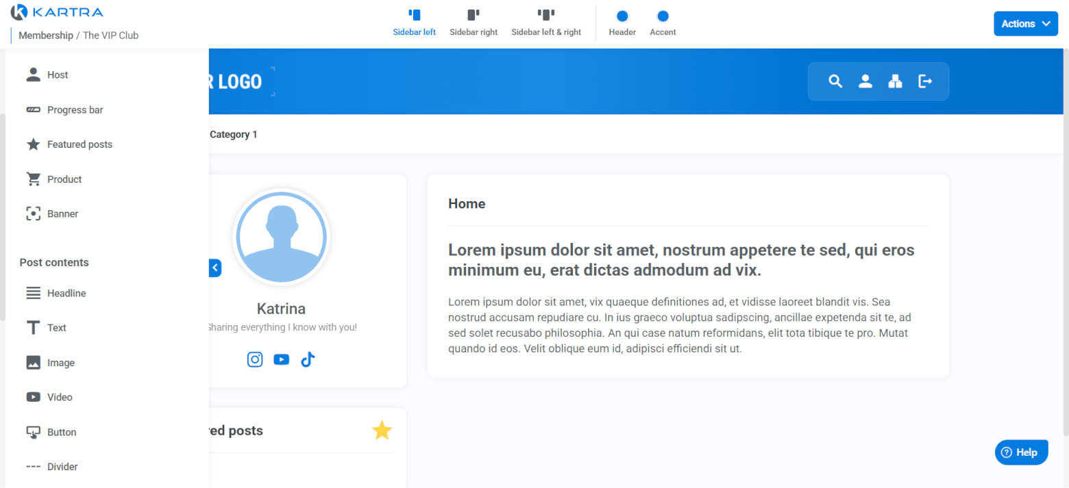Kartra membership builder.