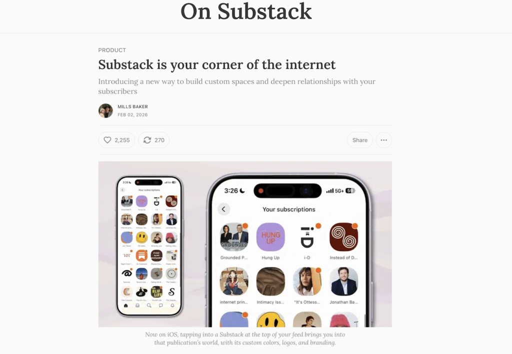 Substack app screenshot