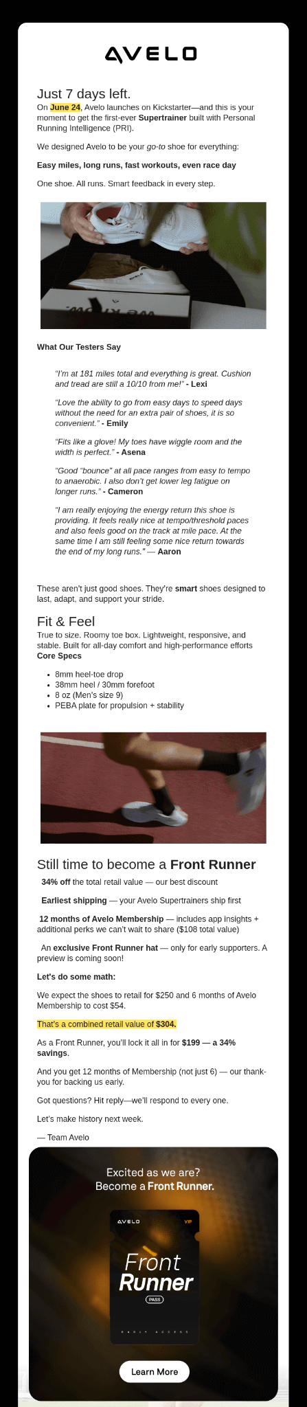 Avelo product launch email example