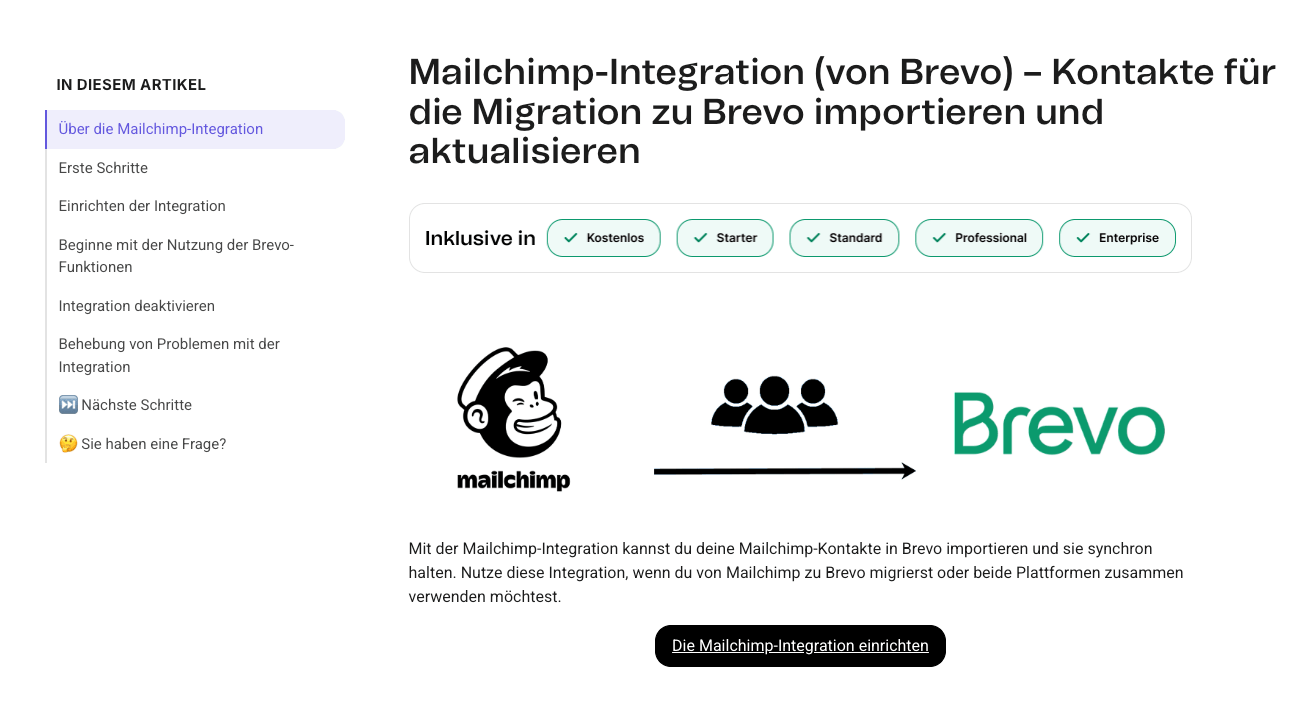 brevo artikel mailchimp migration