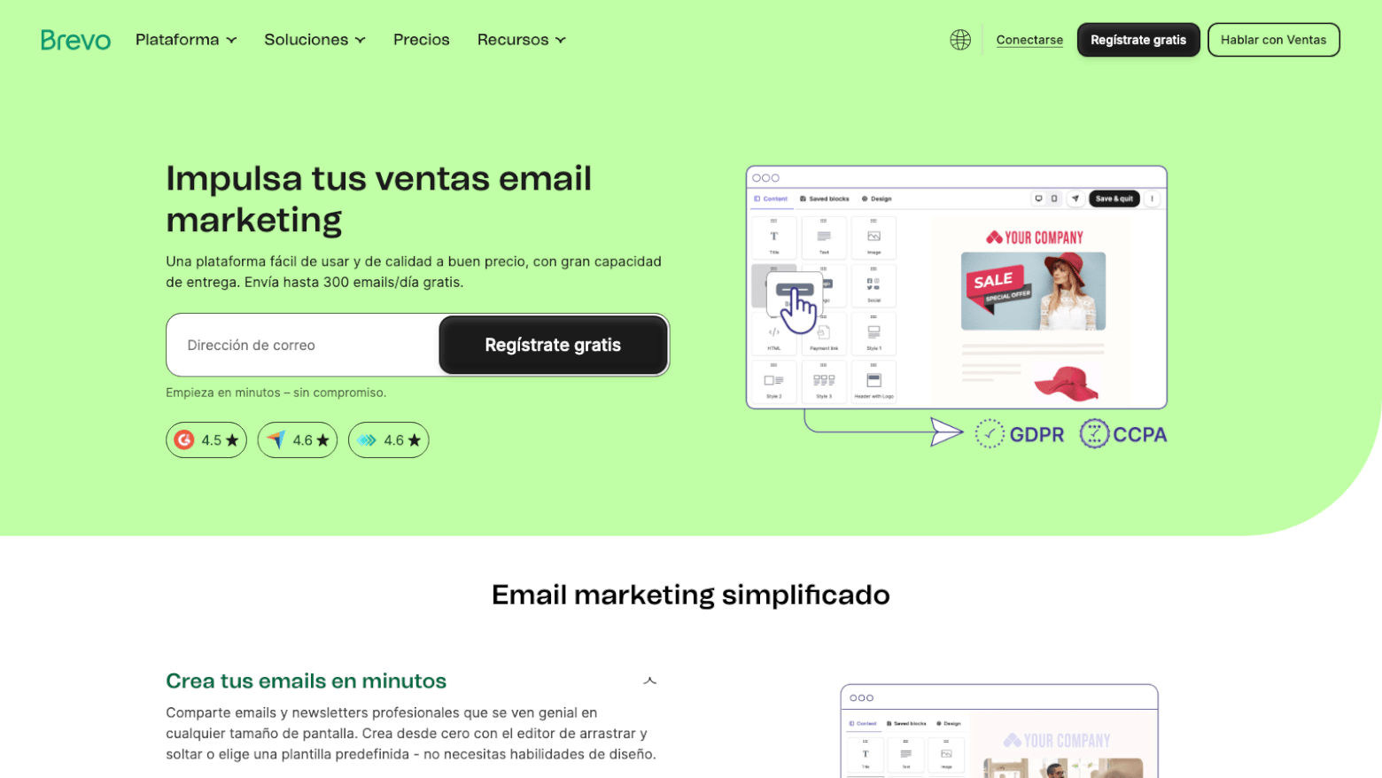Brevo editor drag and drop