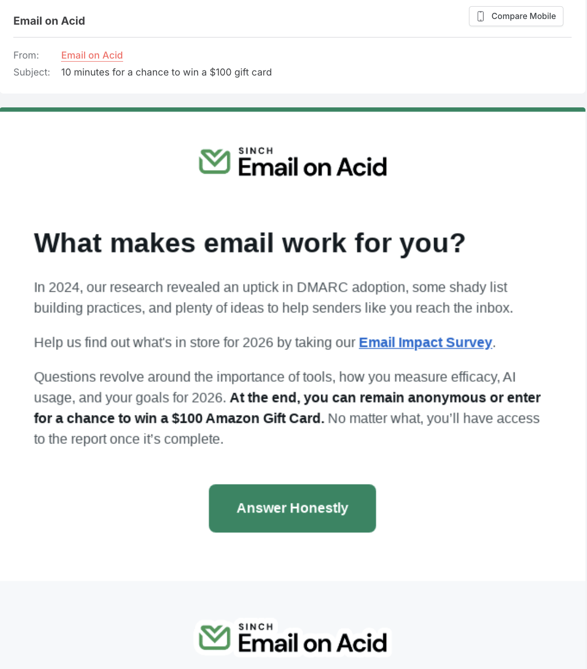 Email on Acid's promotional email 