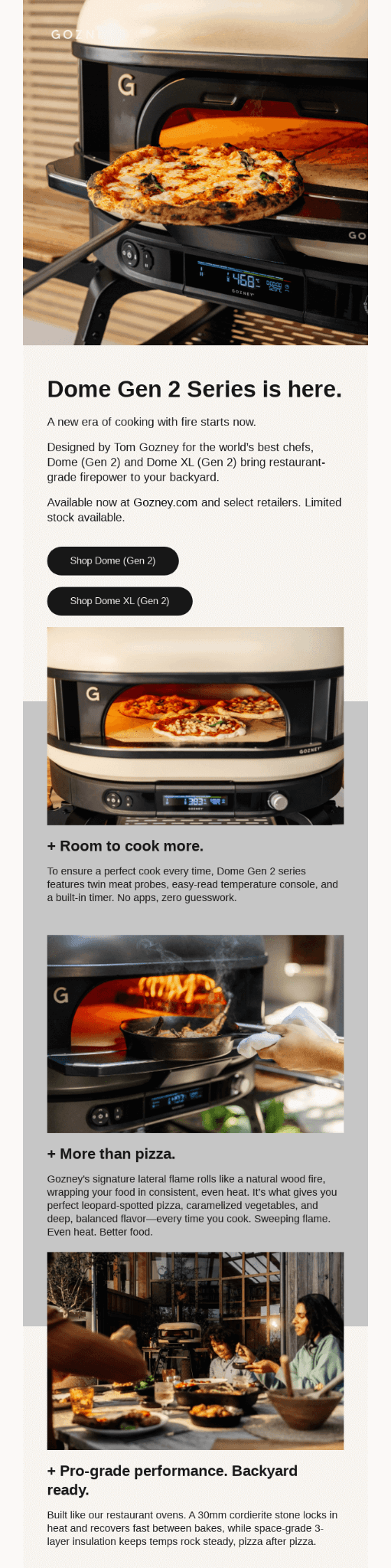 Gozney product launch email example