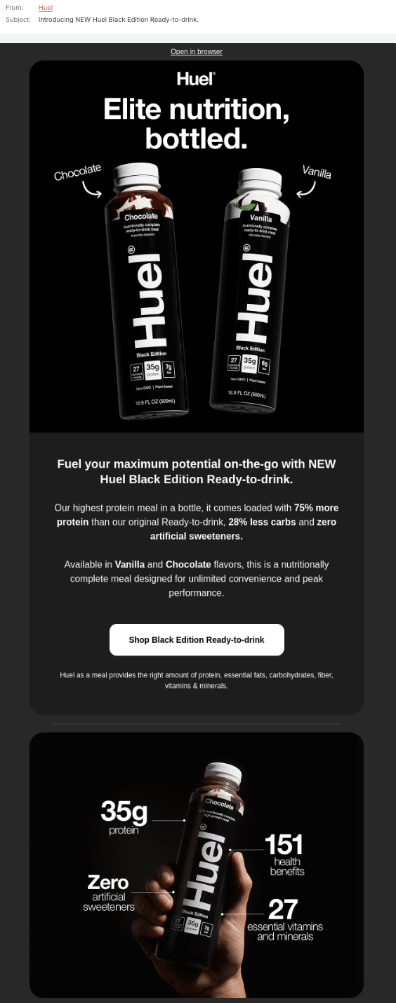 Huel's promotional email