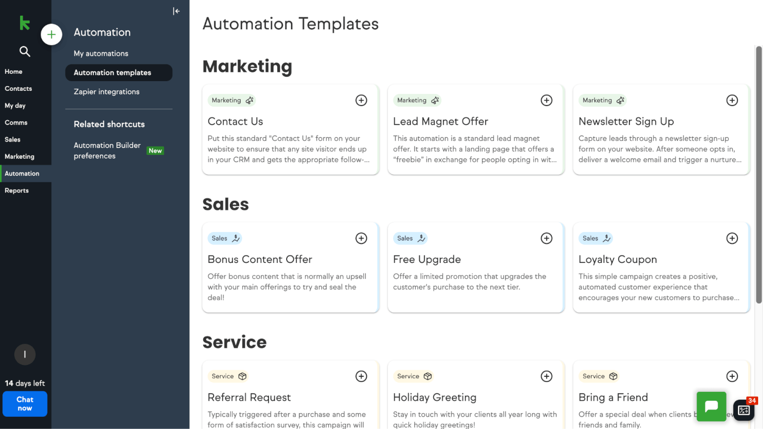 keap automation templates
