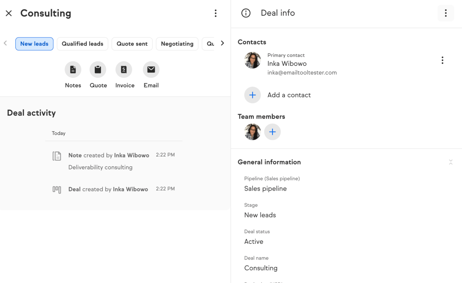 keap deal record example