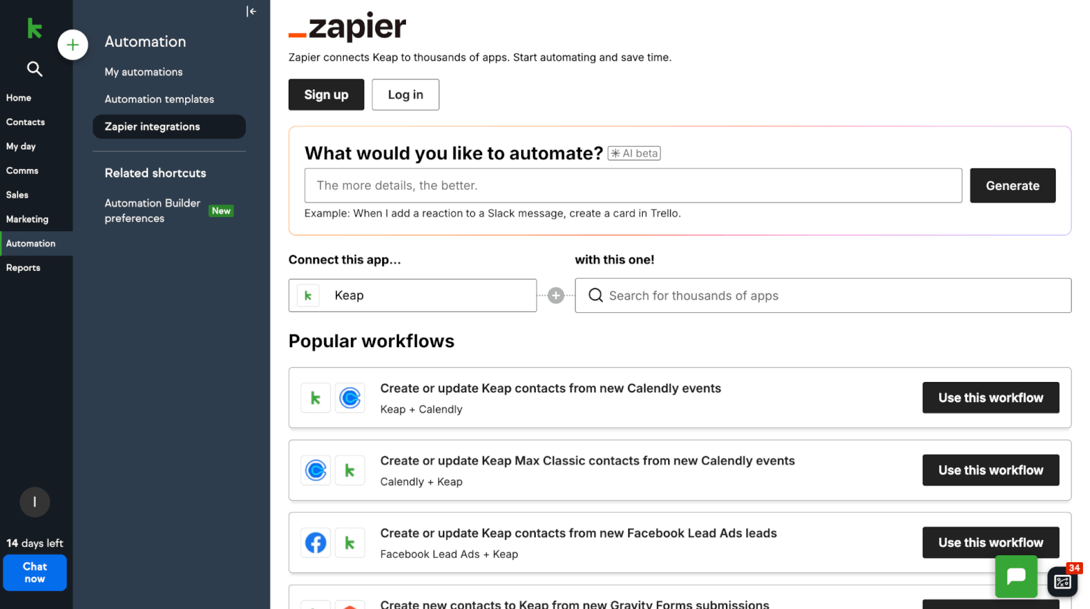keap zapier workflows