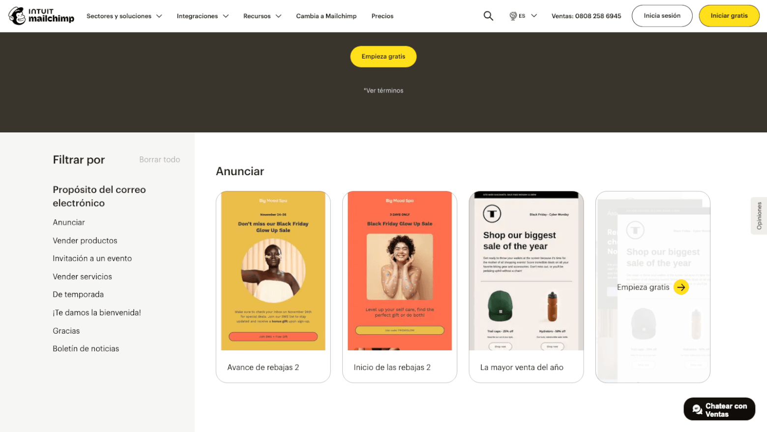 Las plantillas de Mailchimp