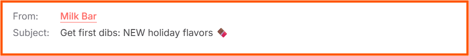 Milk Bar product launch email subject line