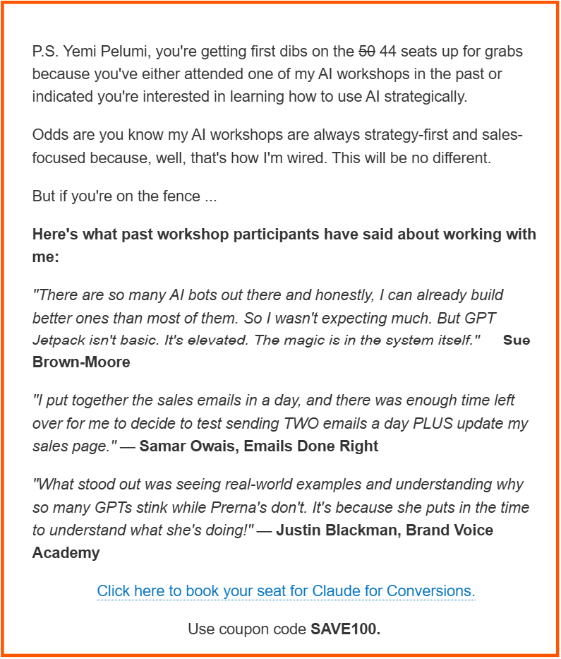 Prerna Malik's product launch social proof