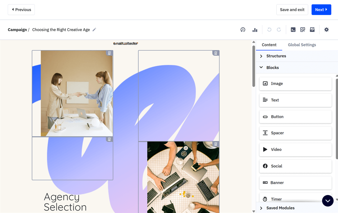 ActiveCampaign email builder