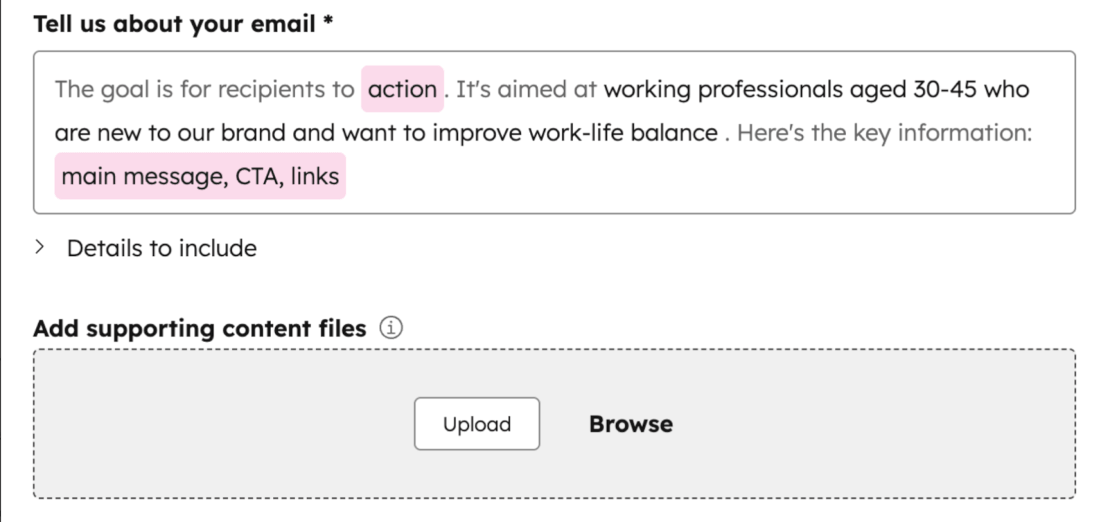 hubspot email generation prompt