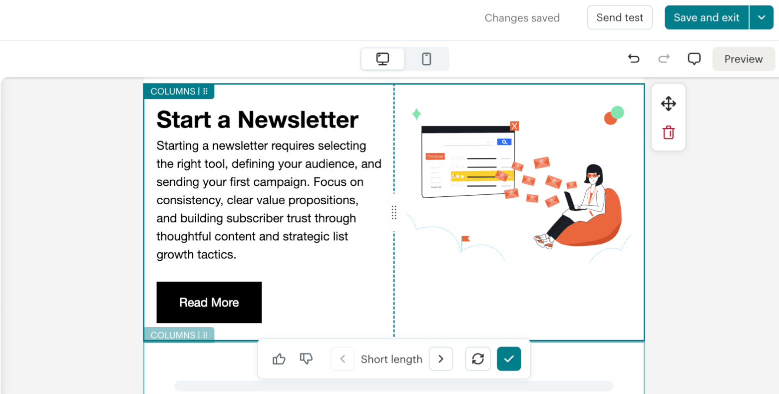 mailchimp ai sections
