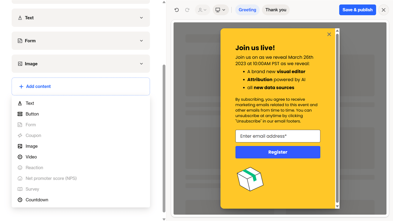 Ortto capture widget builder