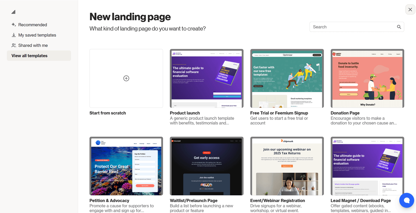 Ortto landing page templates