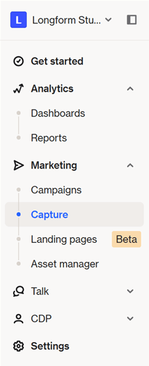 Ortto navigation sidebar