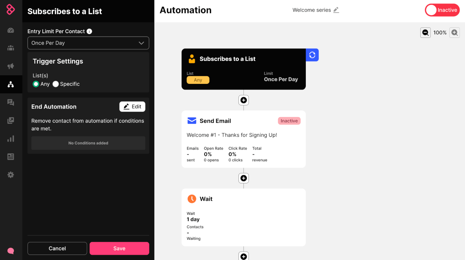 sendlane automation builder
