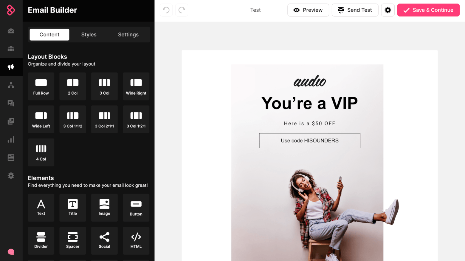 sendlane email builder