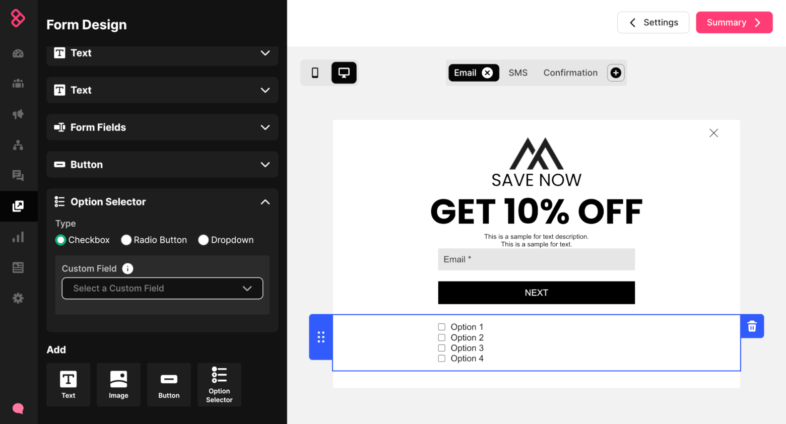 sendlane form builder