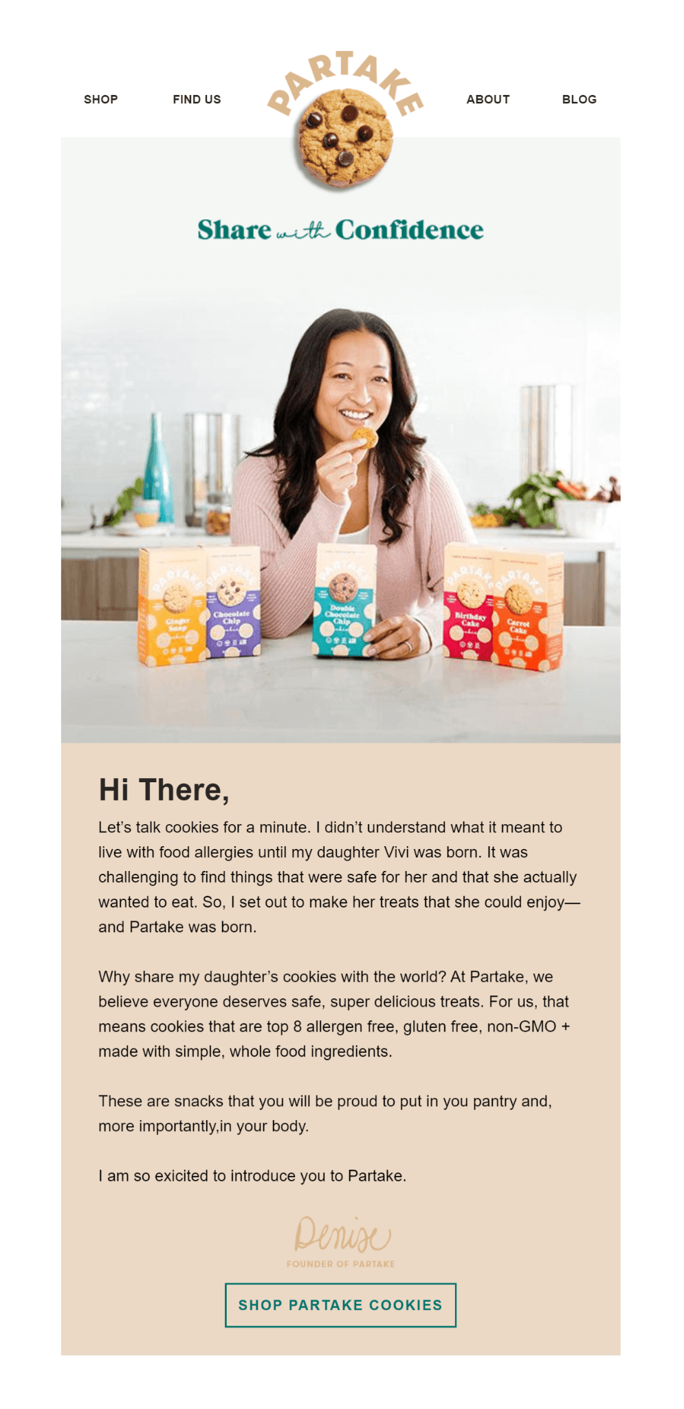 Welcome Story Email - Partake Foods