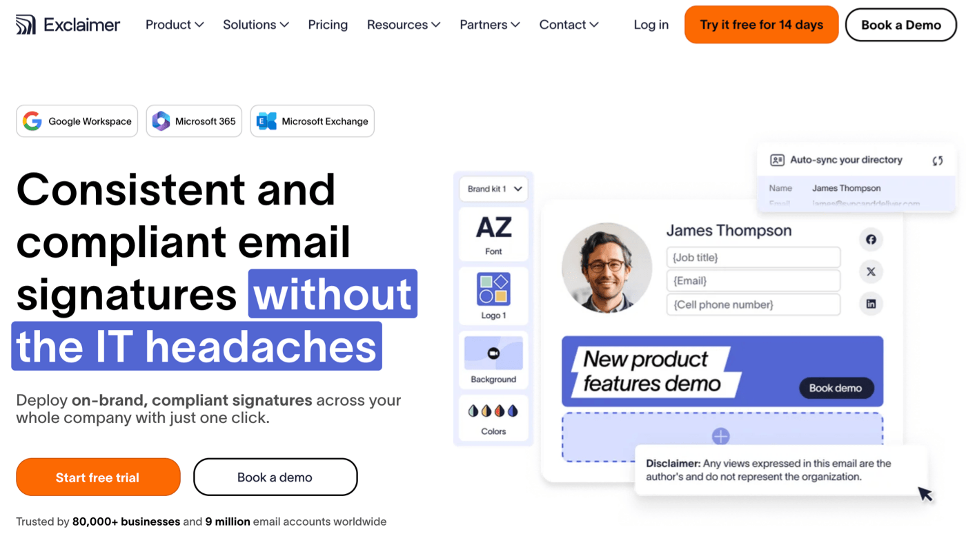 Exclaimer homepage