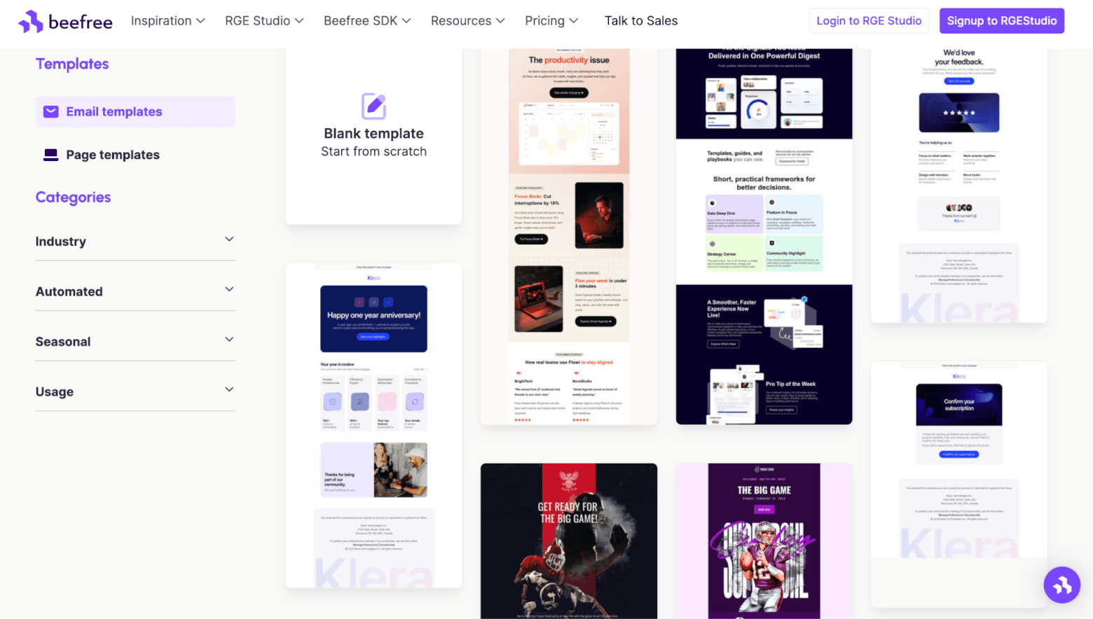 free email templates from Beefree