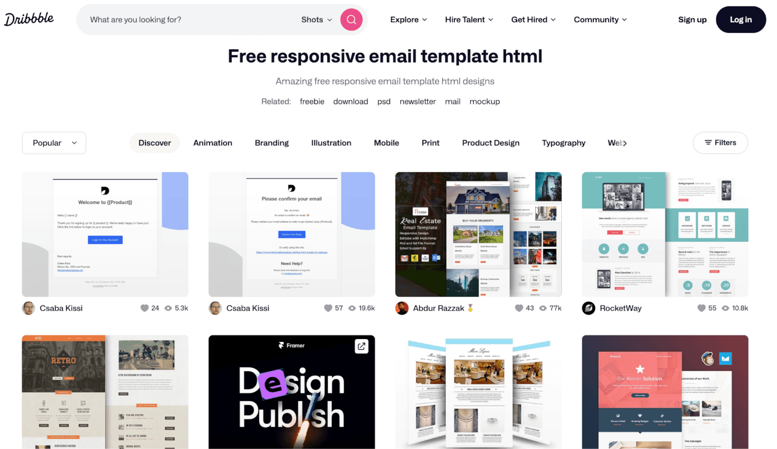 free email templates from Dribbble