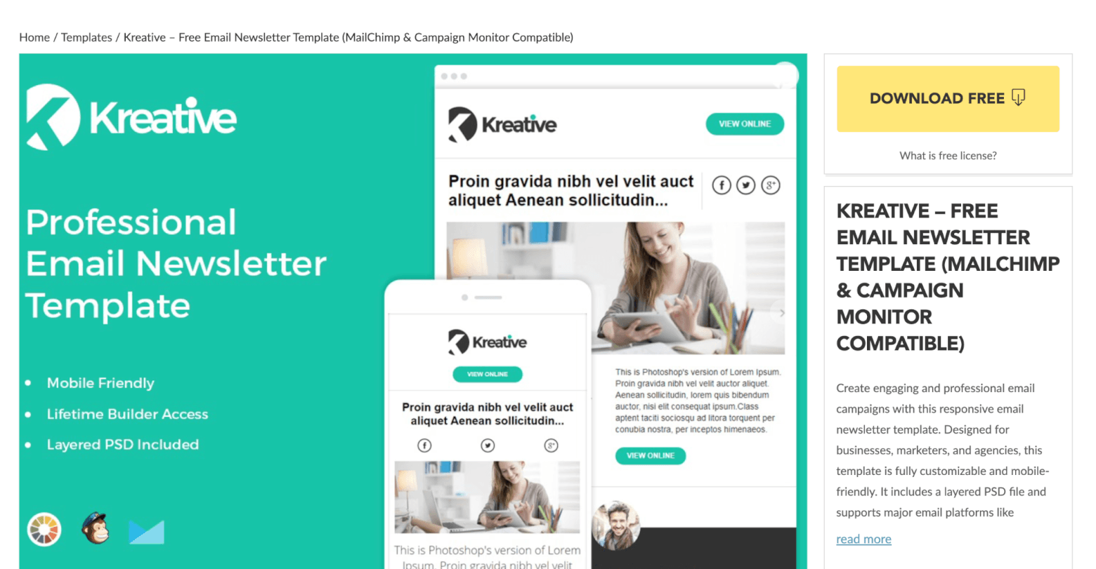 free email templates from Kreative - ZippyPixels