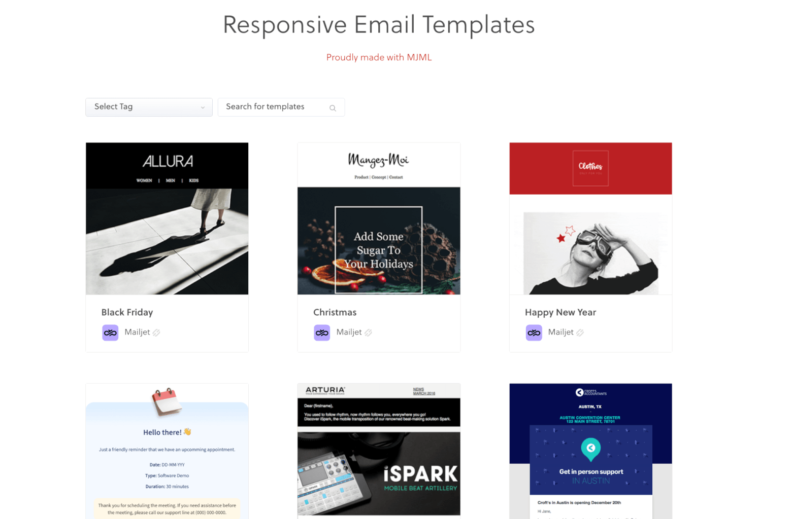 free email templates from MJML