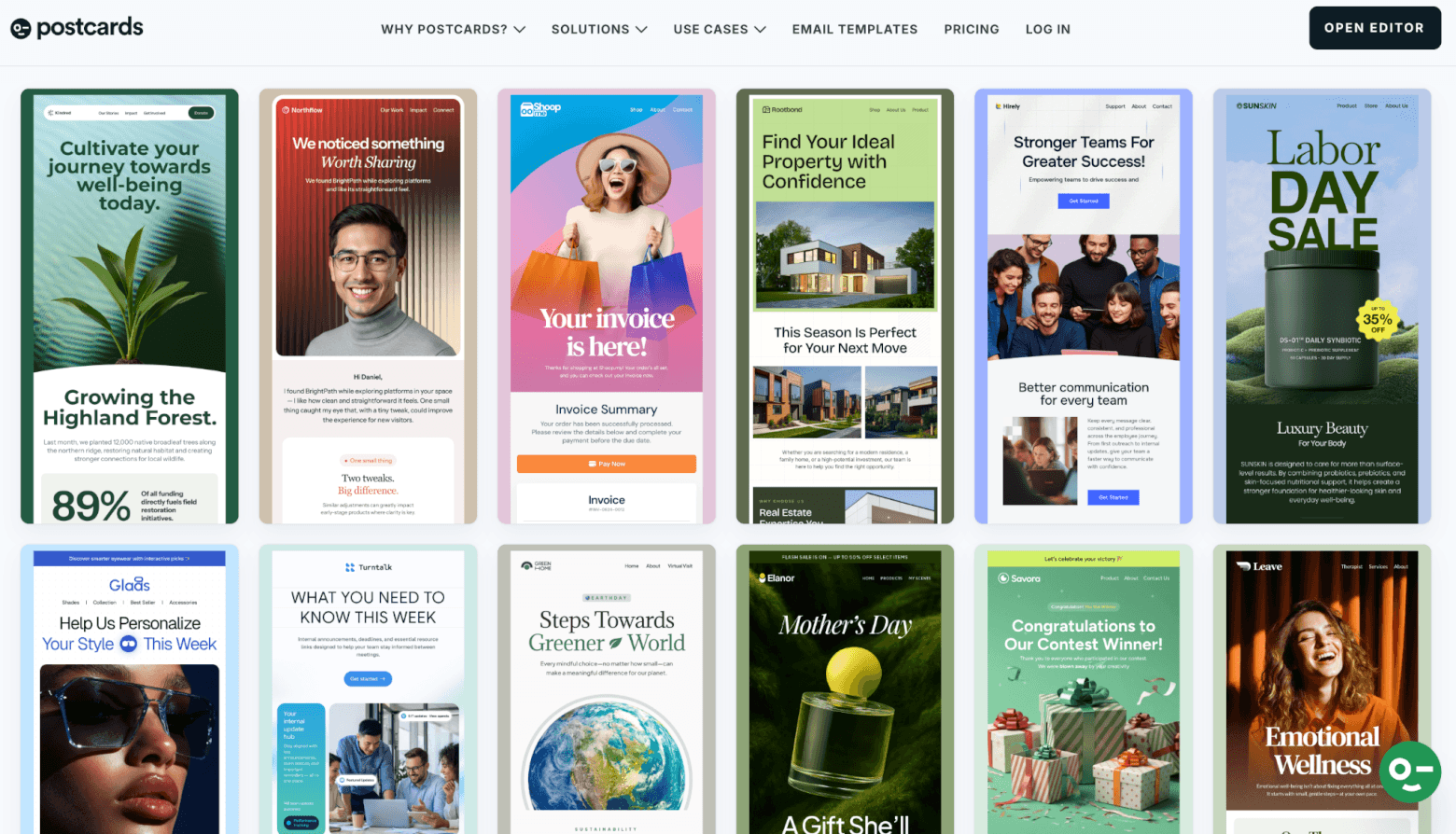 free email templates from Postcard