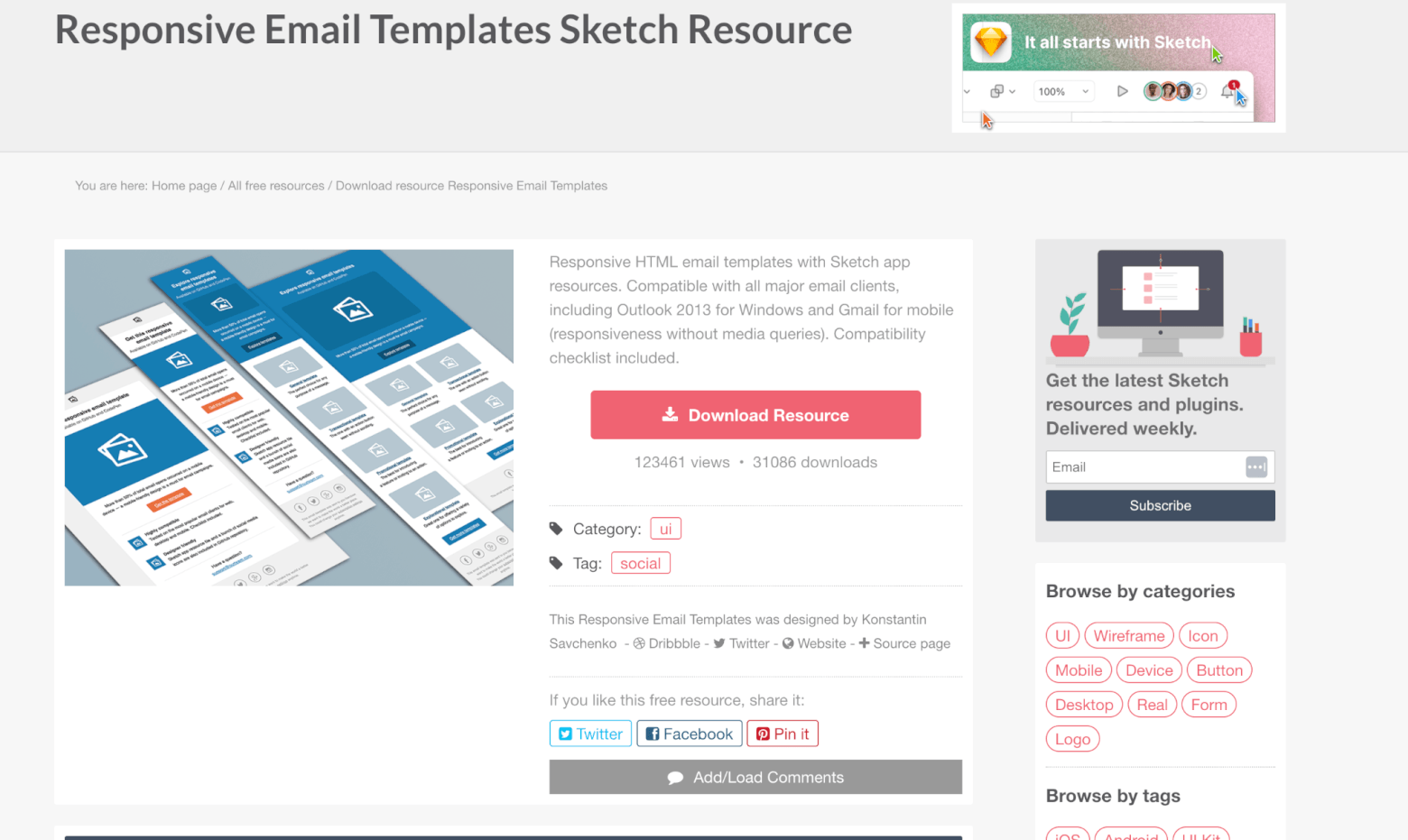 free email templates from SketchAppSources