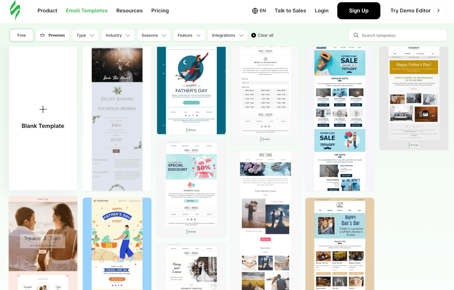 free email templates from Stripo