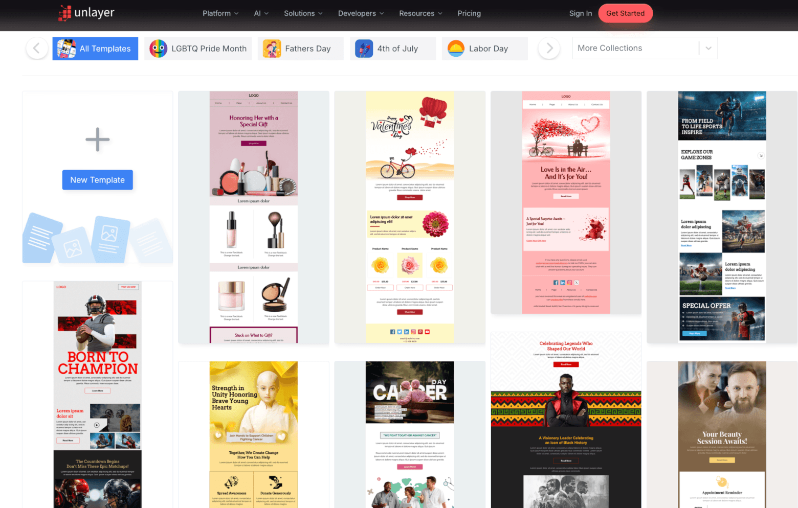 free email templates from Unlayer