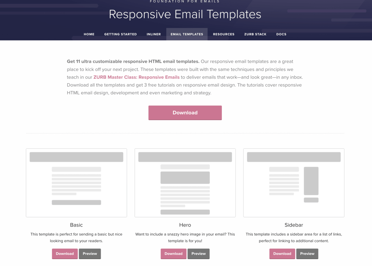 free email templates from Zurb's Foundation for Emails