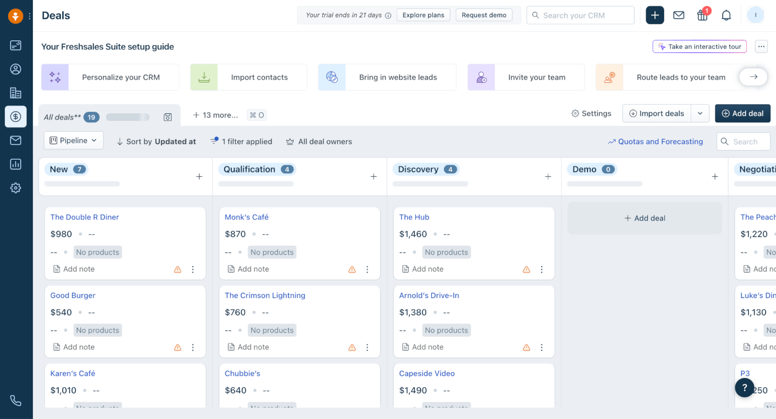 freshsales deals view