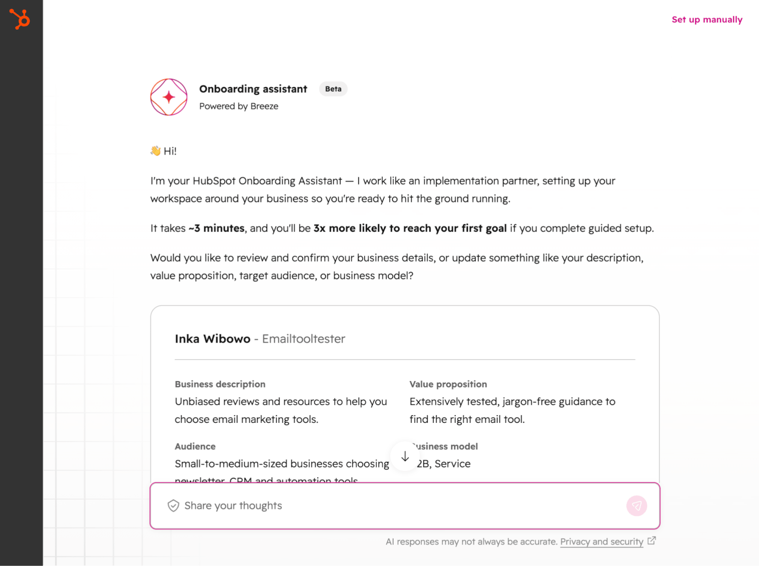 hubspot onboarding assistant
