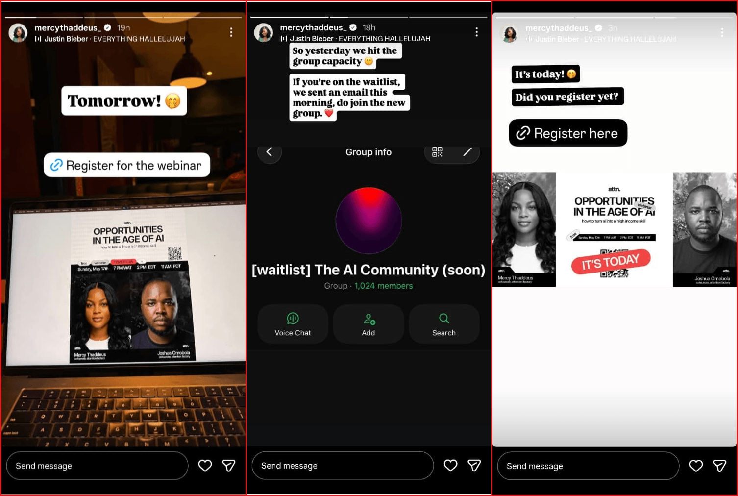@mercythaddeus Instagram stories