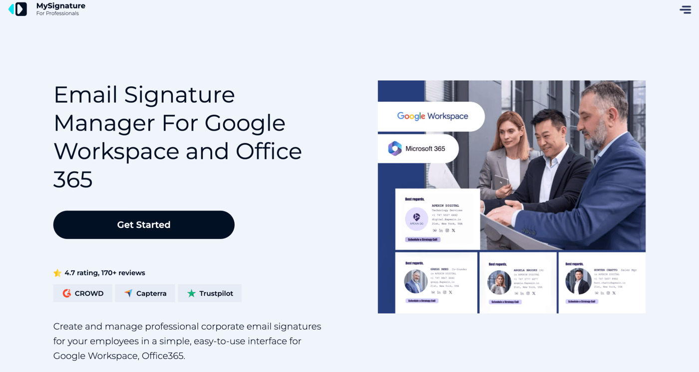 MySignature homepage
