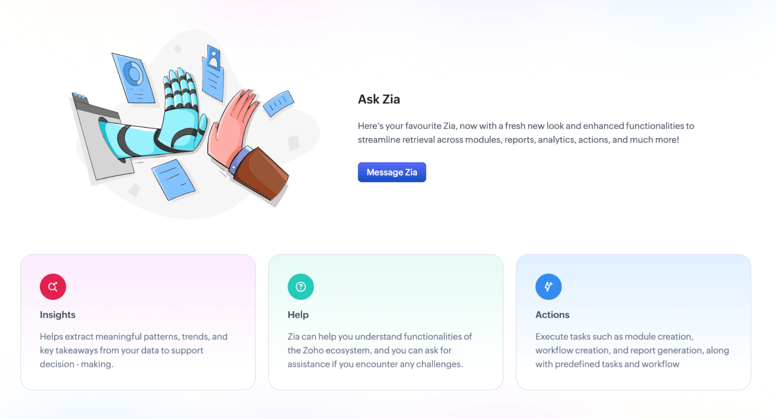 zoho crm ask zia ai assistant