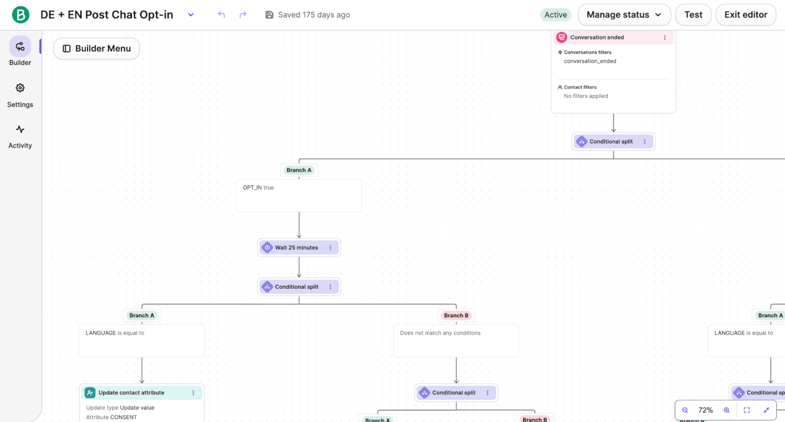 brevo live chat opt in automation