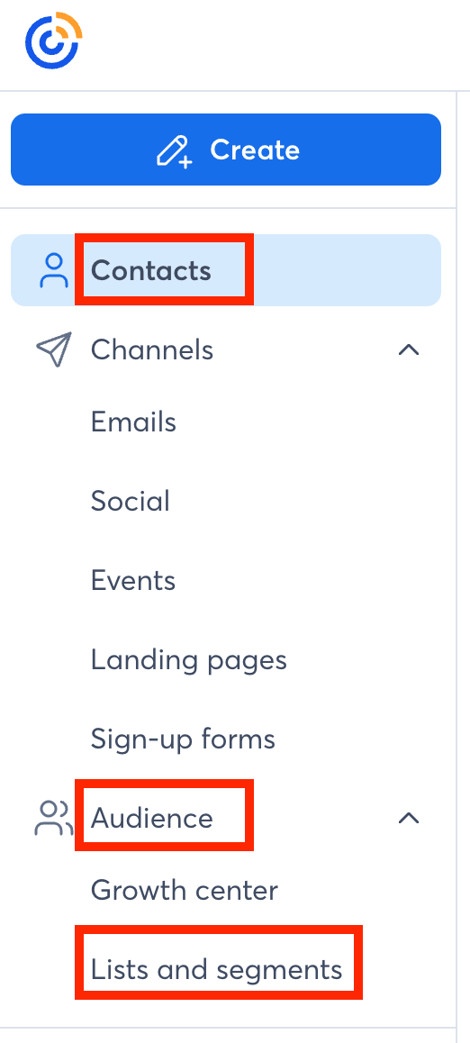 constant contact list management options